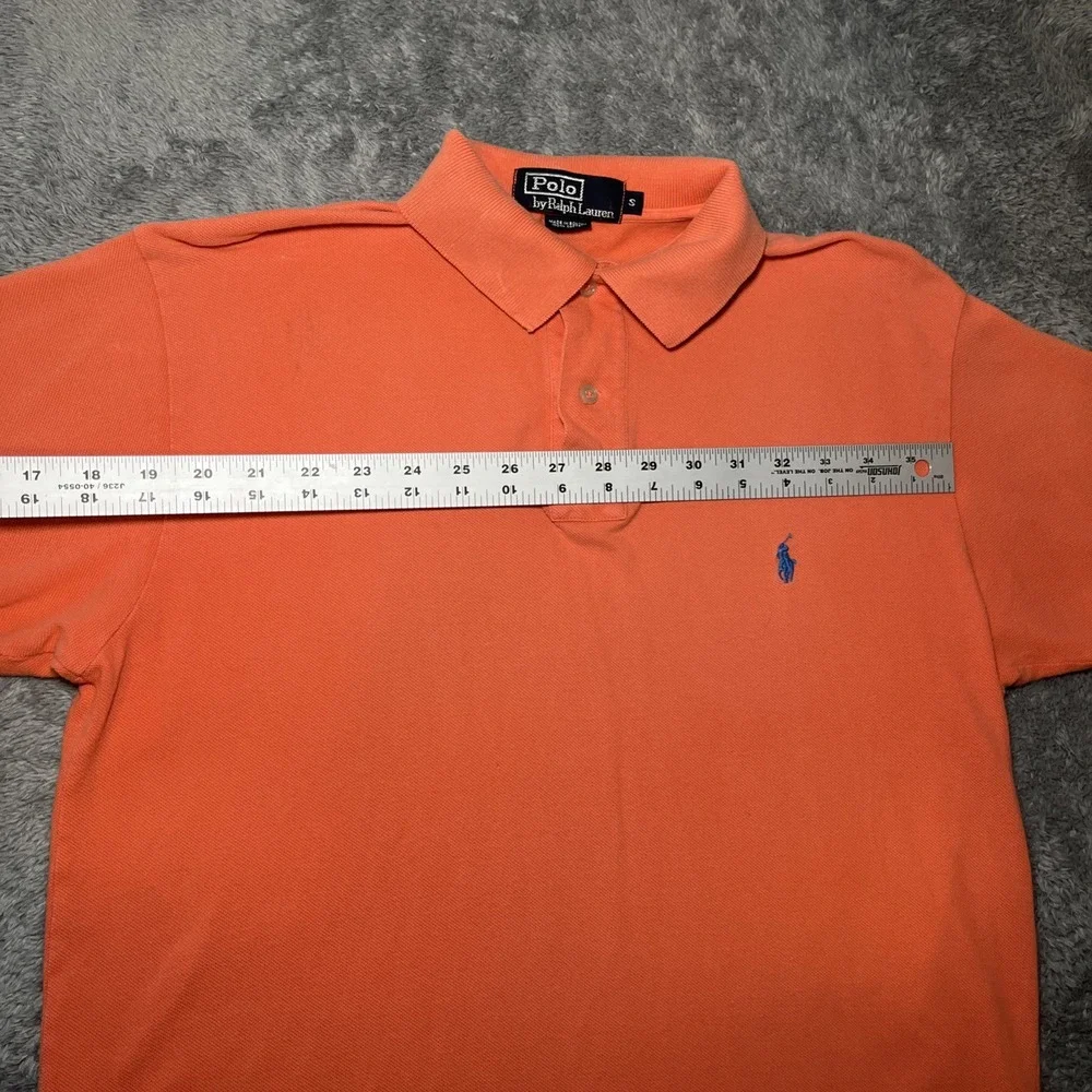 Vintage Polo By Ralph Lauren Men's SZ S Orange Short Sleeve Blue Pony Shirt